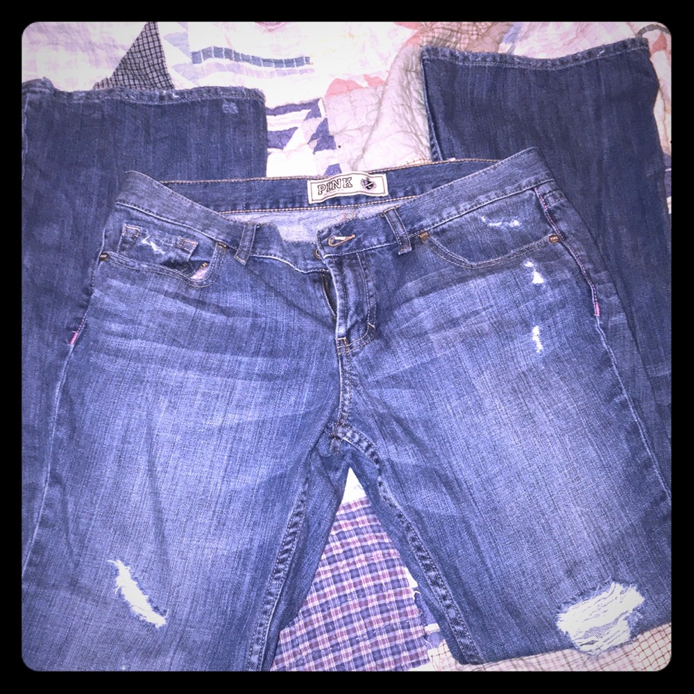 Pink Victoria’s Secret Distressed Jeans Size 12